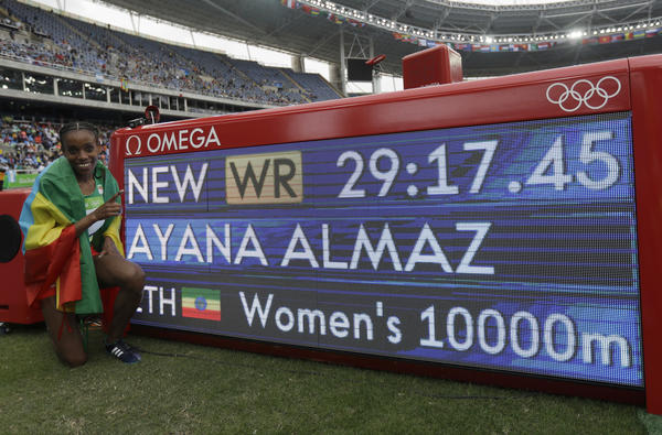 Rio Olympics: Ethiopia’s Almaz Ayana sets world record in winning women’s 10,000 meters.