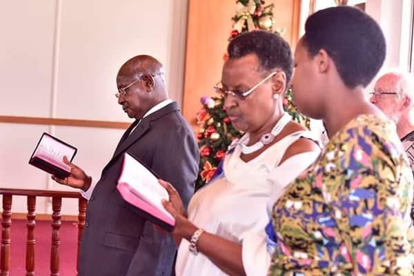 President Yoweri Museveni attends Christmas prayers at Nshwerenkye