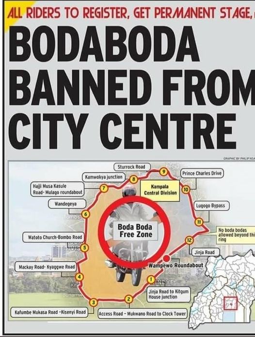 Boda Boda banned from Kampala’s City Centre
